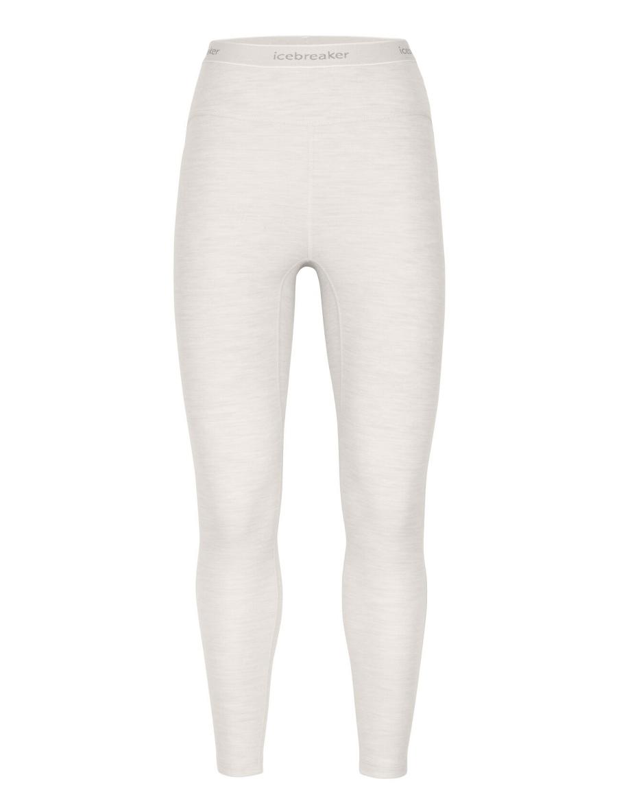 Ecru Heather Women's Icebreaker 15.5 Merino Thermal Leggings | USA 1537DFMN